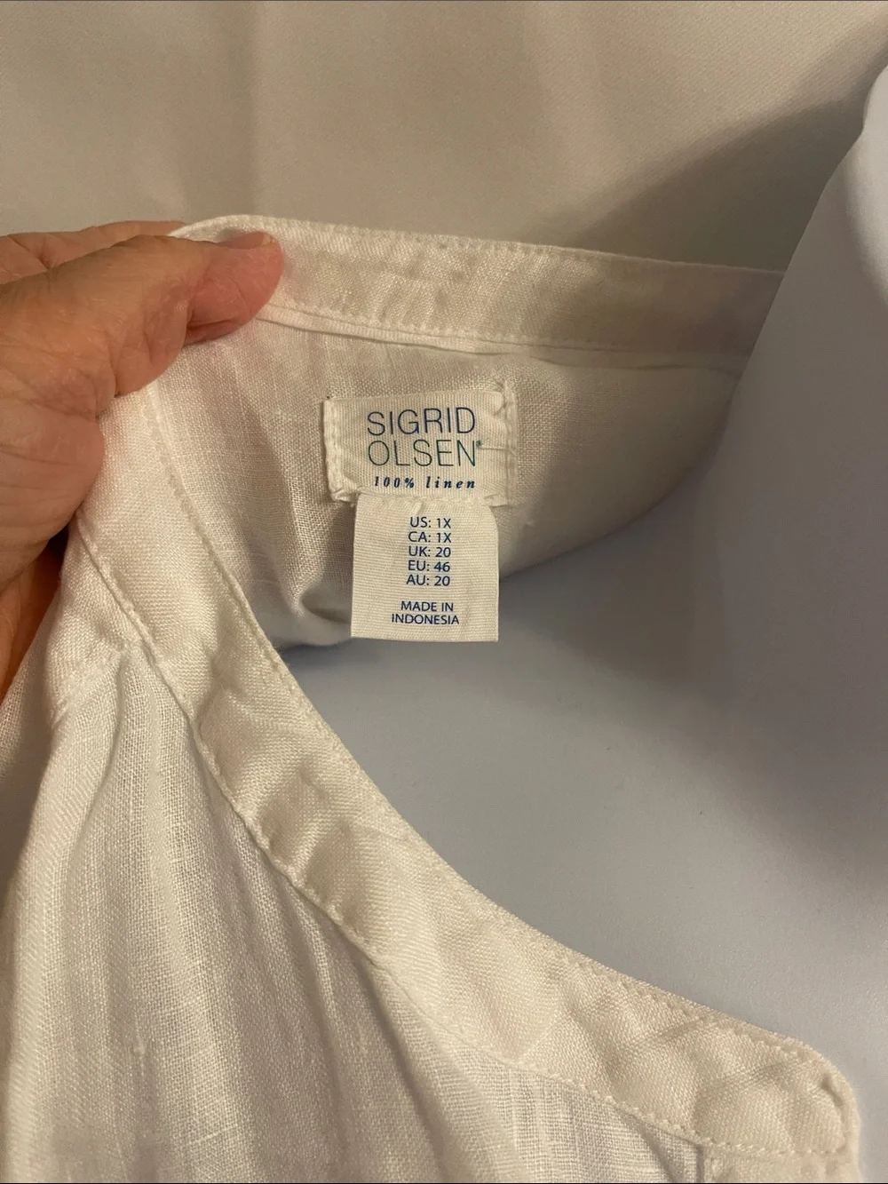 Sigrid Olsen White Linen Button-Front Tunic Blouse 1X - Picture 2 of 11